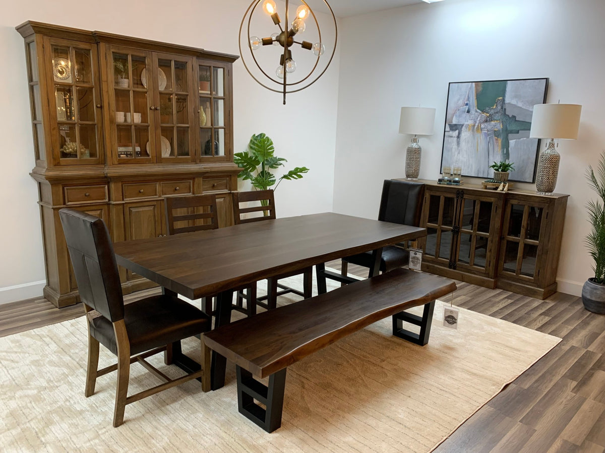 Malcolm Acacia 84" Live Edge Dining Table - Natural + Black - snyders.furniture