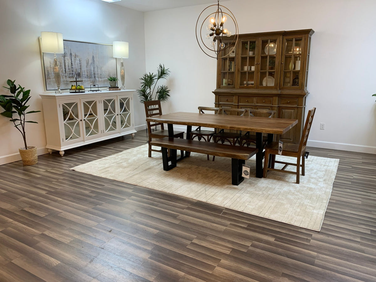 Malcolm Acacia 84" Live Edge Dining Table - Natural + Gray - snyders.furniture