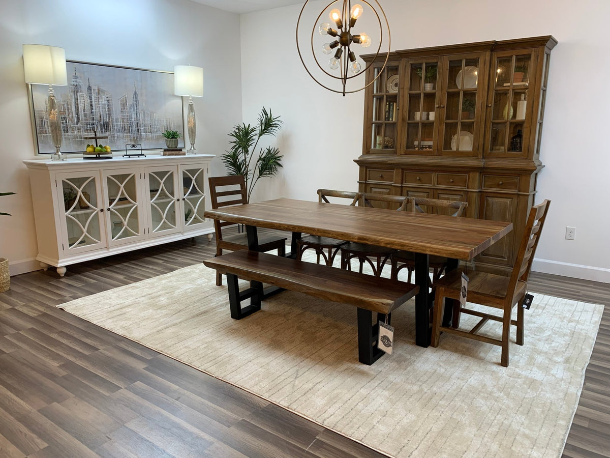 Malcolm Acacia 84" Live Edge Dining Table - Natural + Gray - snyders.furniture