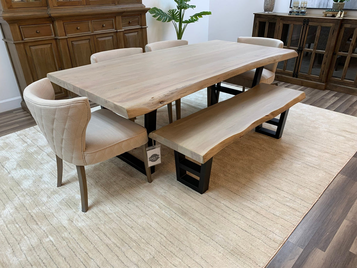 Malcolm Acacia 84" Live Edge Dining Table - New White Wash - snyders.furniture