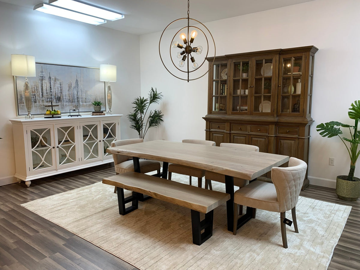 Malcolm Acacia 84" Live Edge Dining Table - New White Wash - snyders.furniture