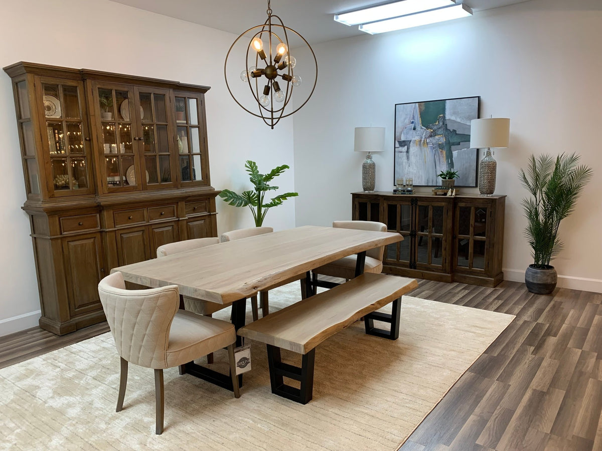 Malcolm Acacia 84" Live Edge Dining Table - New White Wash - snyders.furniture