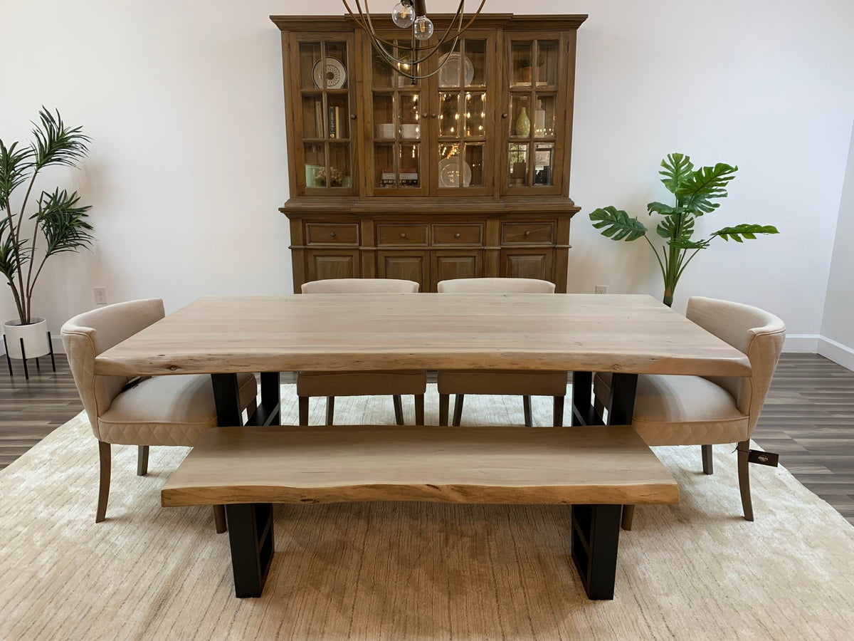 Malcolm Acacia 84" Live Edge Dining Table - New White Wash - snyders.furniture