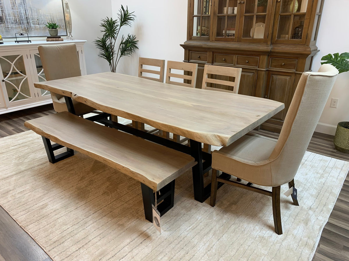 Malcolm Acacia 96" Live Edge Dining Table - New White Wash - snyders.furniture