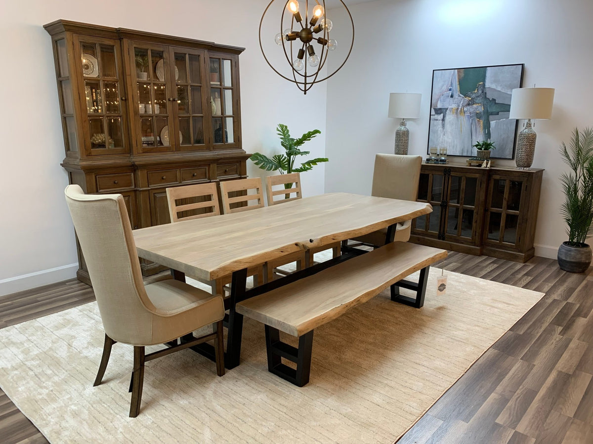 Malcolm Acacia 96" Live Edge Dining Table - New White Wash - snyders.furniture