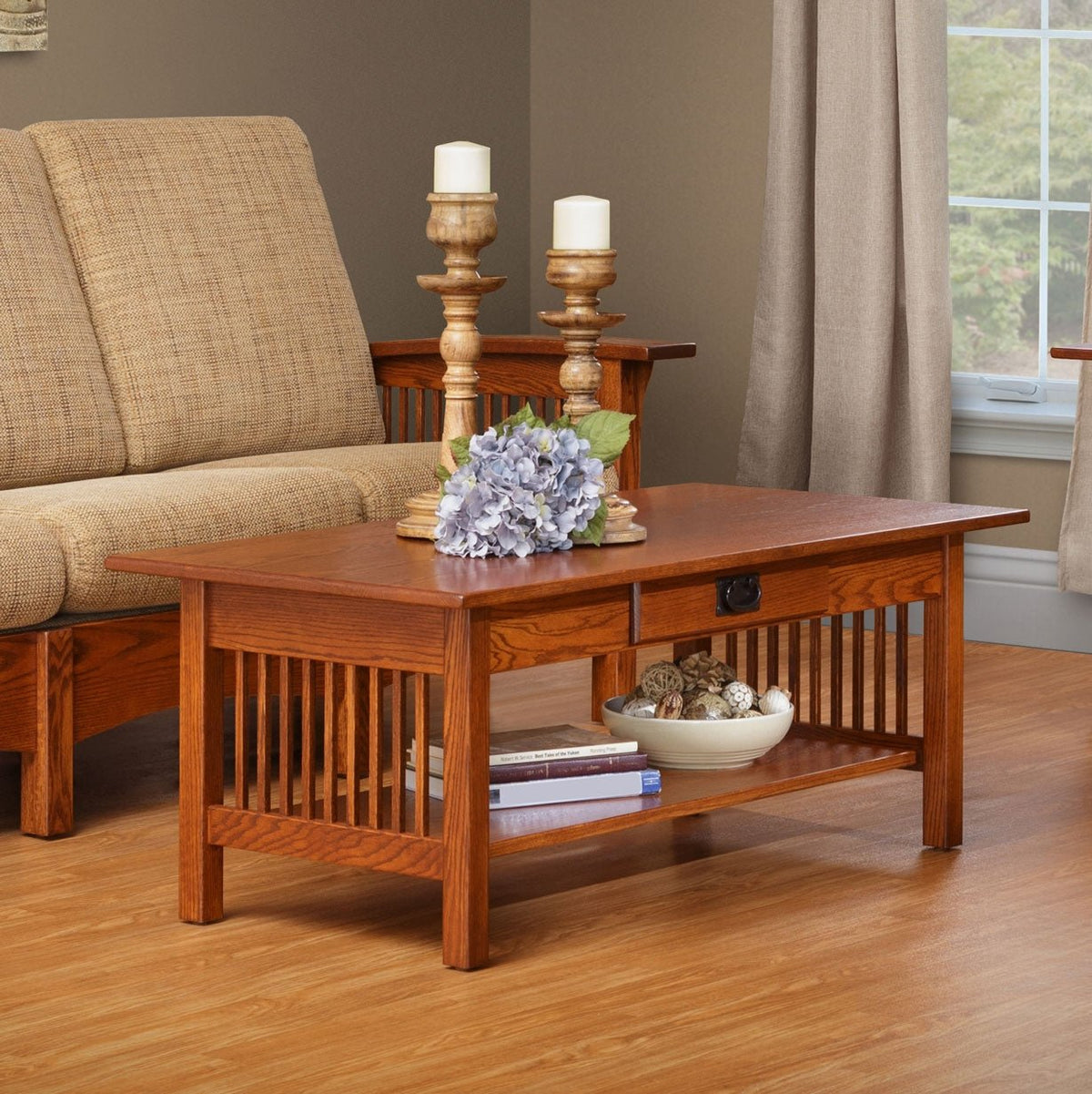 Mission Coffee Table with Drawer - snyders.furniture