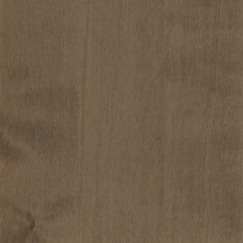 Tundra stain on brown maple, a warm medium taupe brown swatch with soft cloudy grain