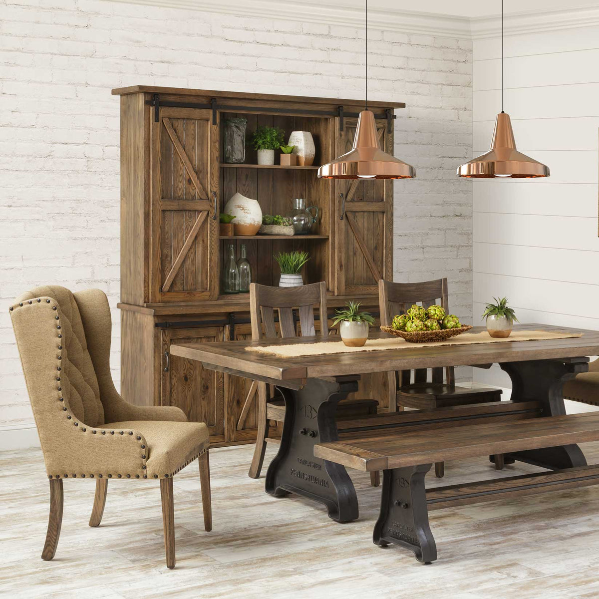Pierre Amish Iron Trestle Table - snyders.furniture