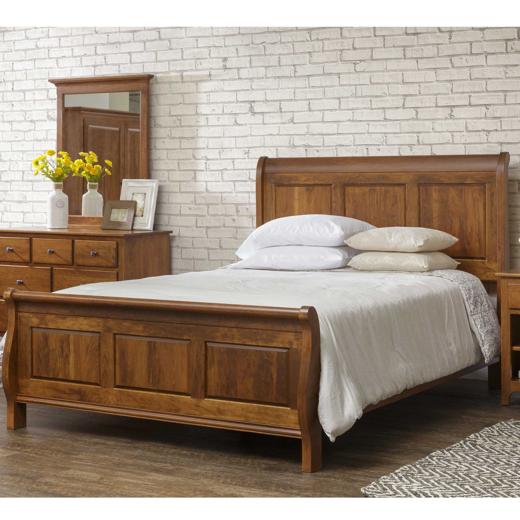 Plymouth Amish Solid Wood Sleigh Bed - snyders.furniture