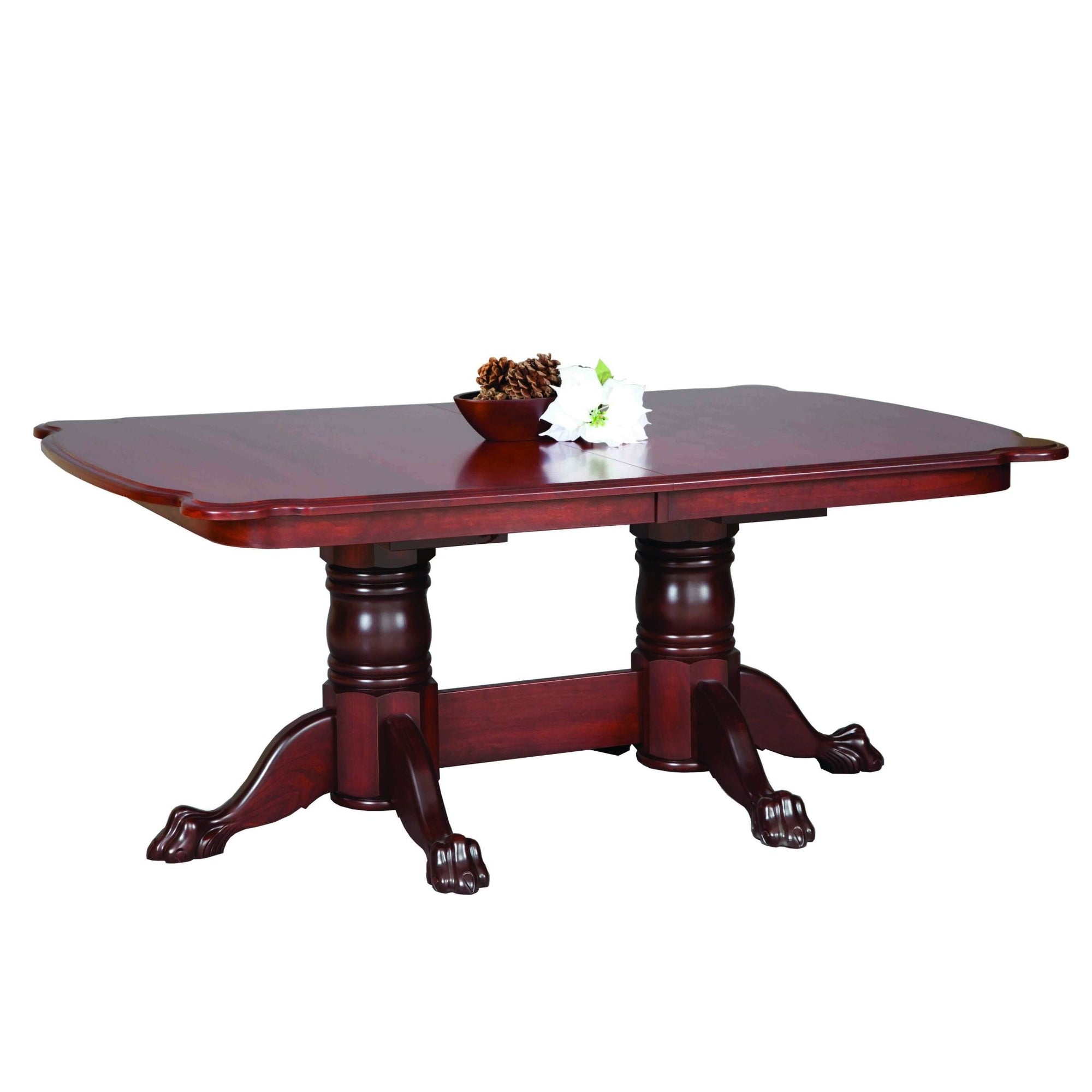 Amish Queen Anne Rectangular Double Pedestal Dining Table - snyders.furniture