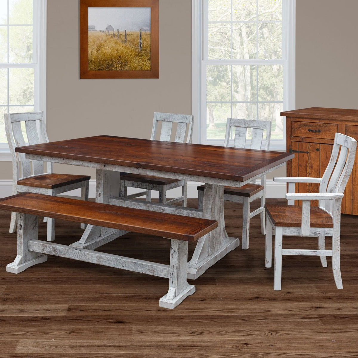 Silverton Barnwood Trestle Set - snyders.furniture