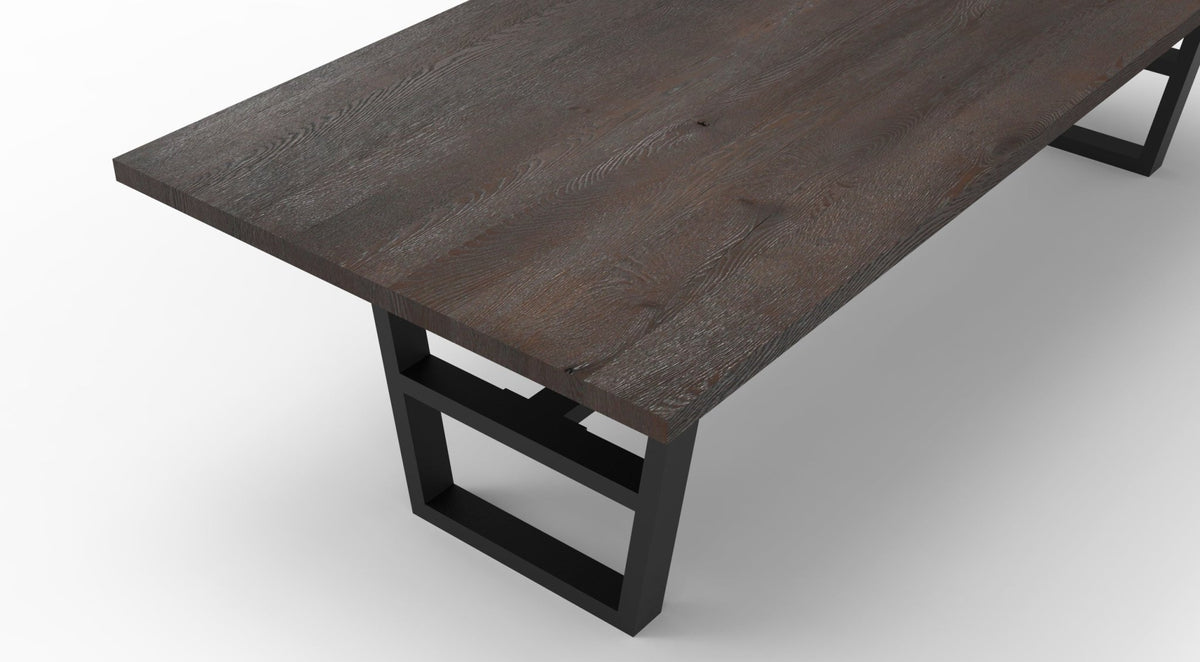 Wallace 108" Oak Dining Table - Sandblasted Black - snyders.furniture