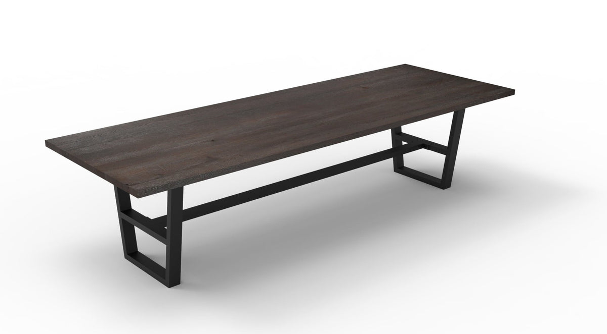 Wallace 120" Oak Dining Table - Sandblasted Black - snyders.furniture