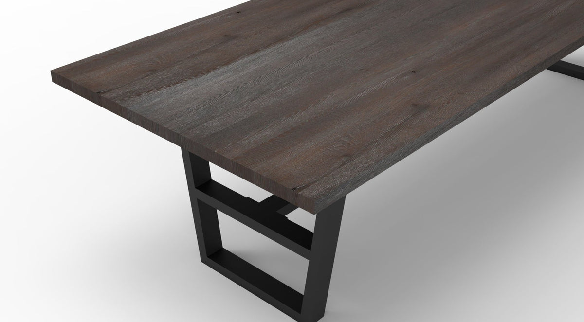 Wallace 120&quot; Oak Dining Table - Sandblasted Black - snyders.furniture