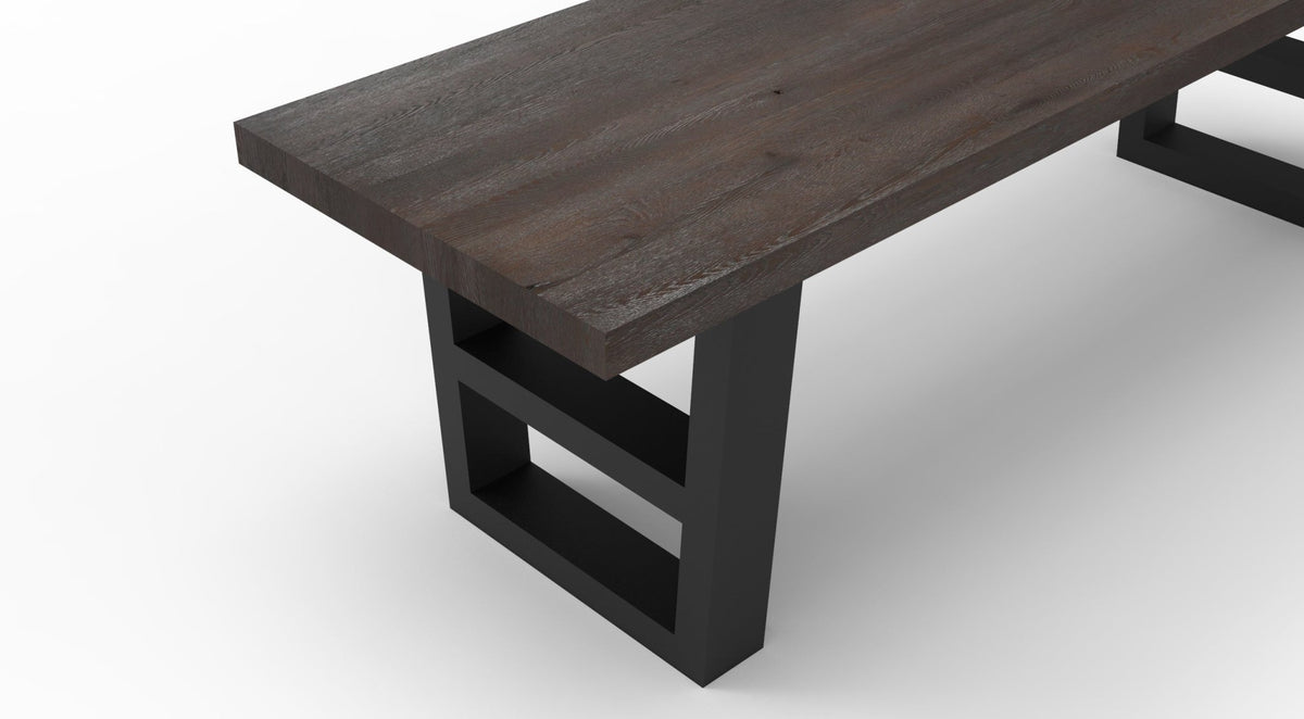 Wallace 60" Oak Dining Bench - Sandblasted Black - snyders.furniture