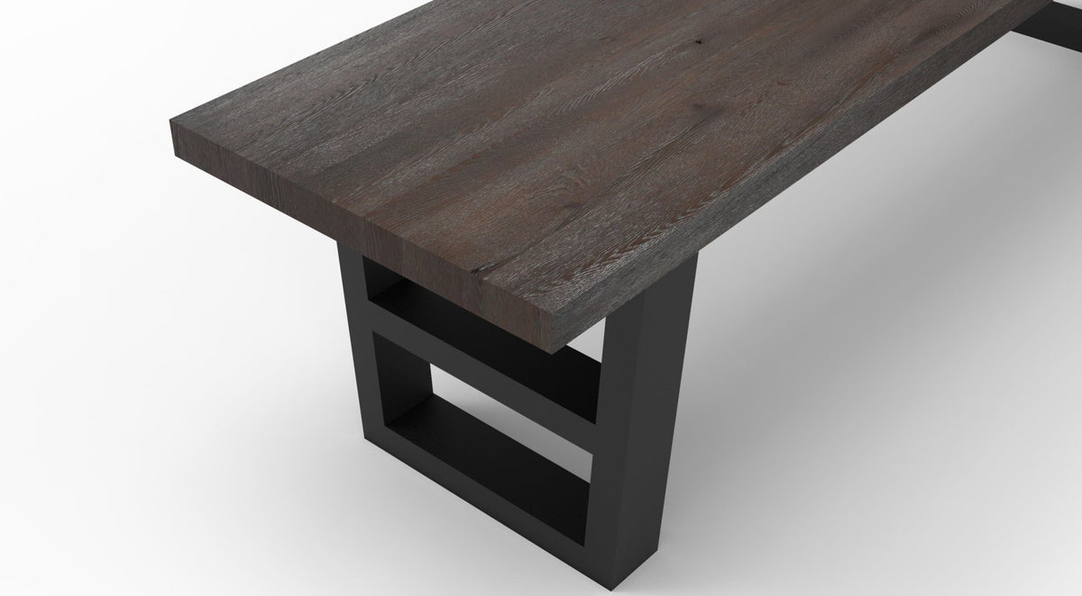 Wallace 72" Oak Dining Bench - Sandblasted Black - snyders.furniture
