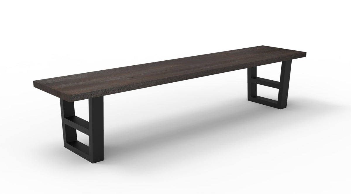 Wallace 84&quot; Oak Dining Bench - Sandblasted Black - snyders.furniture