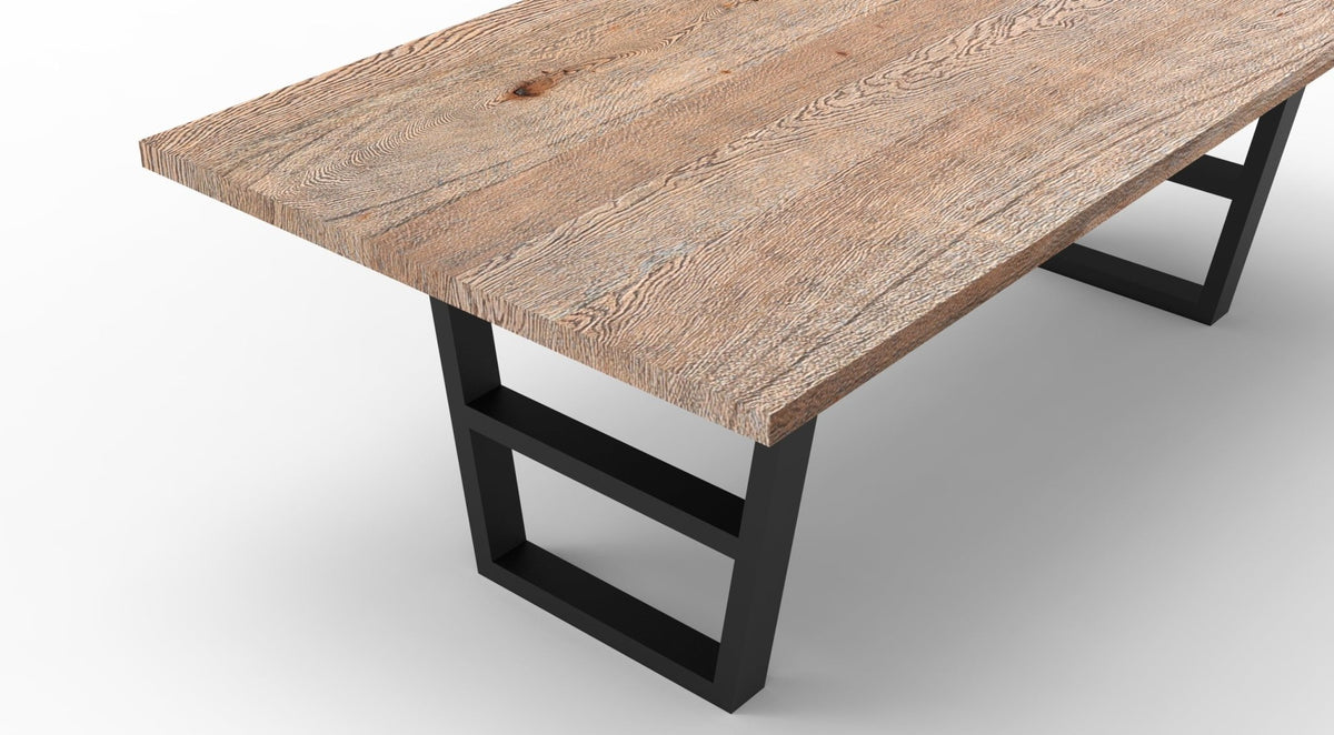 Wallace 84" Oak Dining Table - Sandblasted Natural - snyders.furniture