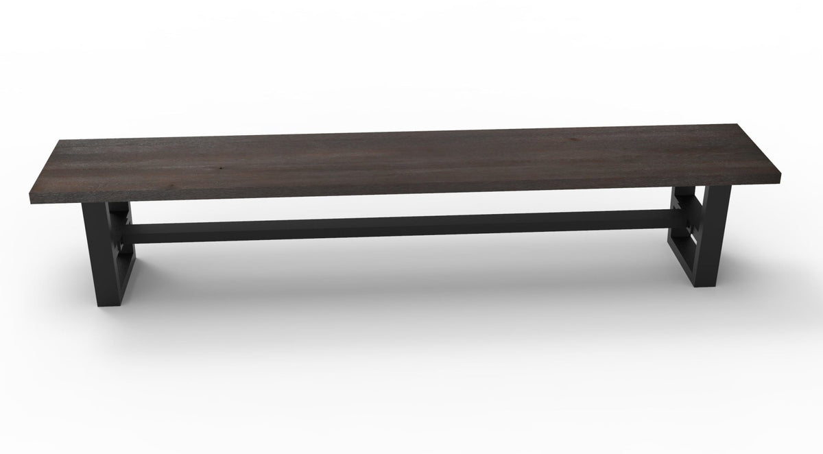Wallace 96" Oak Dining Bench - Sandblasted Black - snyders.furniture