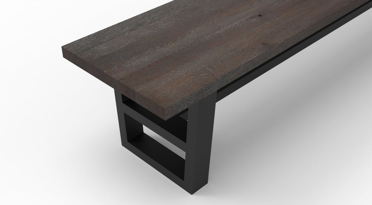 Wallace 96" Oak Dining Bench - Sandblasted Black - snyders.furniture