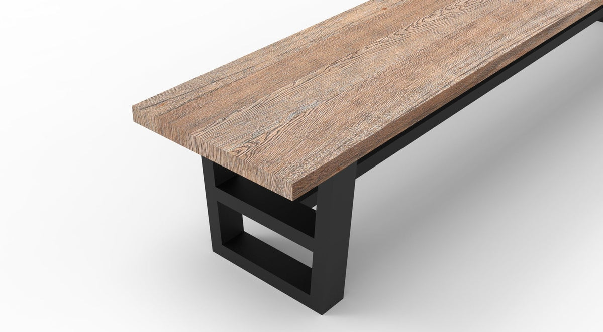 Wallace 96" Oak Dining Bench - Sandblasted Natural - snyders.furniture