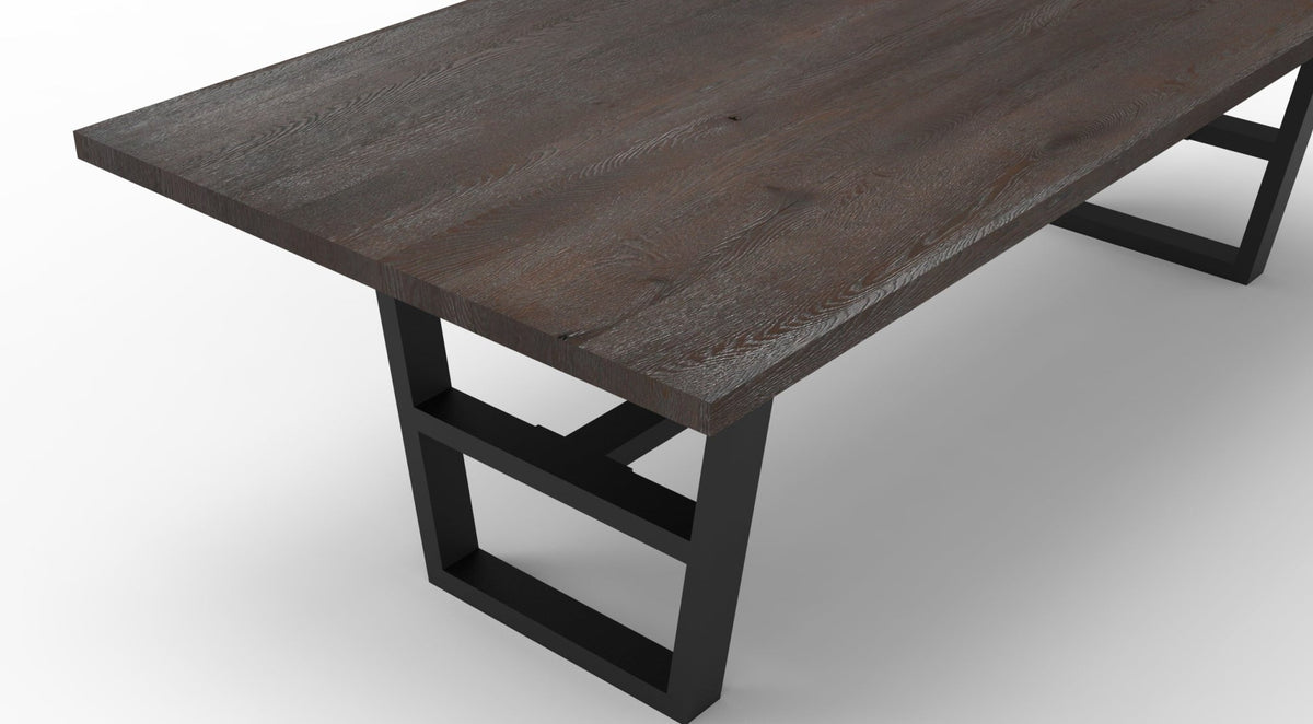 Wallace 96" Oak Dining Table - Sandblasted Black - snyders.furniture