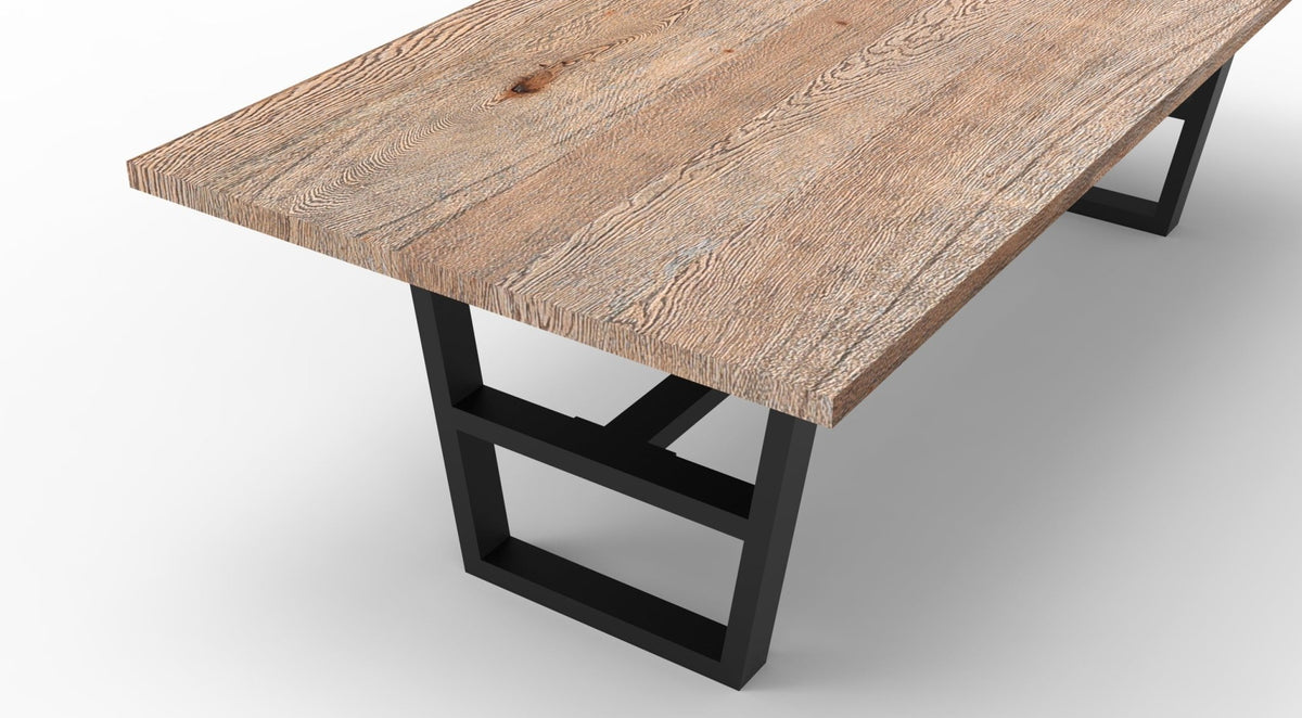 Wallace 96" Oak Dining Table - Sandblasted Natural - snyders.furniture