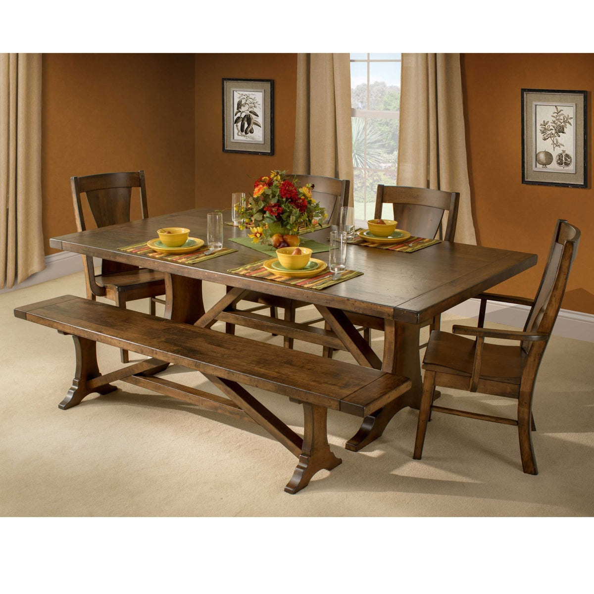 Westin Amish Solid Wood Trestle Dining Table - snyders.furniture