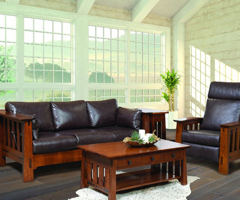 Amish Solid Wood Van Nuys Arts & Crafts Mission Living Room Collection