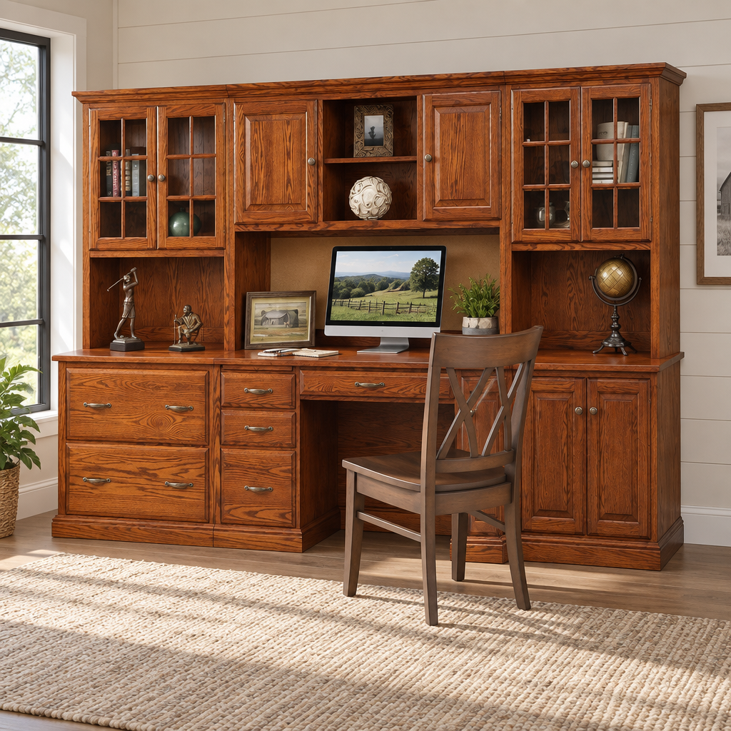 Amish Harrington Office Group shown in the home office of a modern farmhouse home