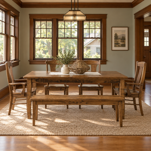 Amish Shaker Extendable Leg Dining Table shown in the dining room of a craftsman bungalow home