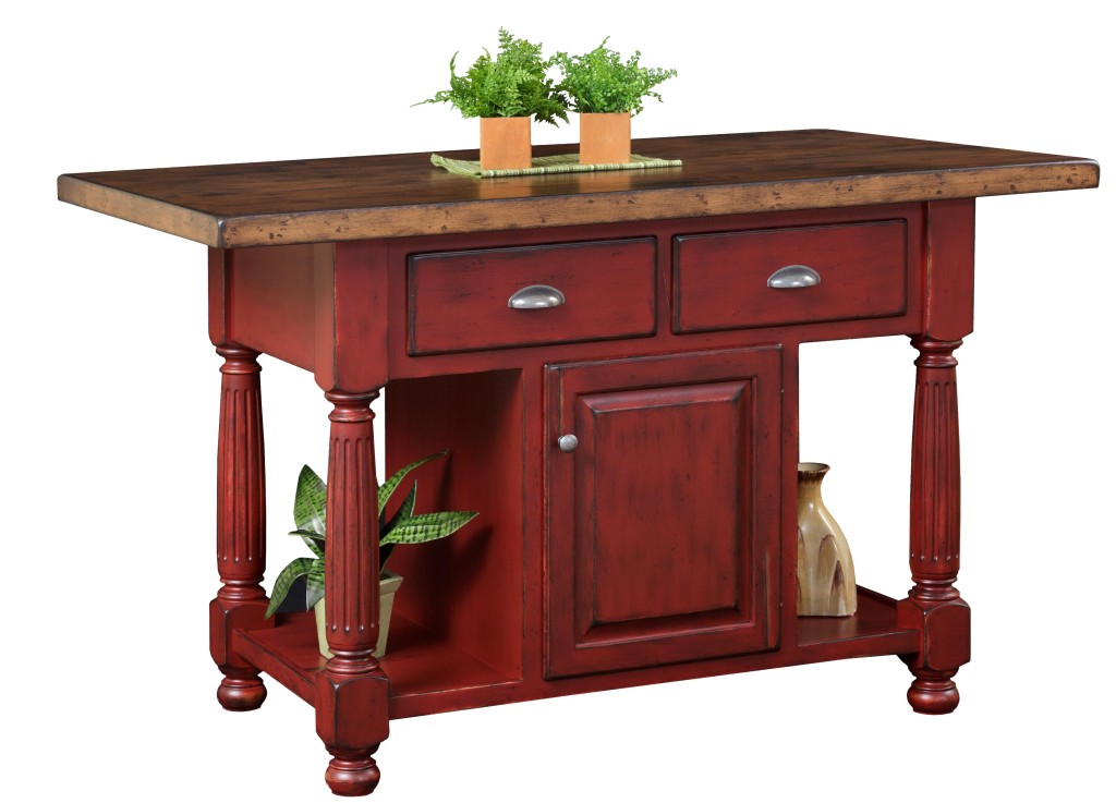 Amish French Country Medium Kitchen Island with Fluted Legs