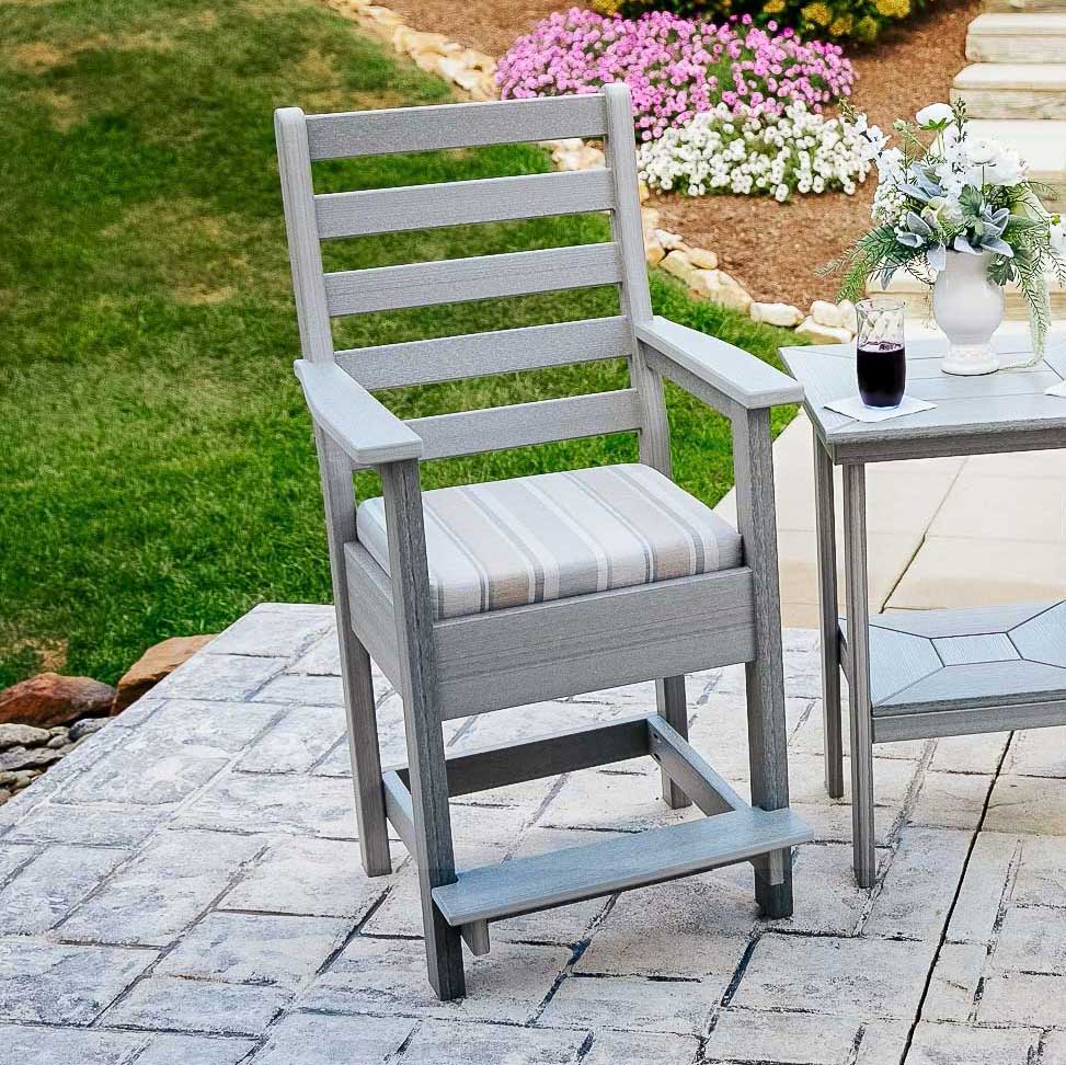Amish Bridgehampton Cushion Poly Patio Counter Height w/ arm