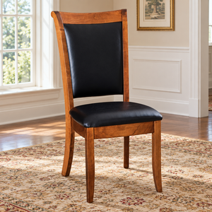 Amish Kimberly Upholstered Dining Chair shown in the dining room of a traditional colonial home