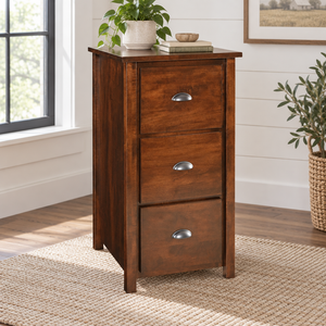 Amish Eshton 3 Drawer File Cabinet shown in the home office of a modern farmhouse home