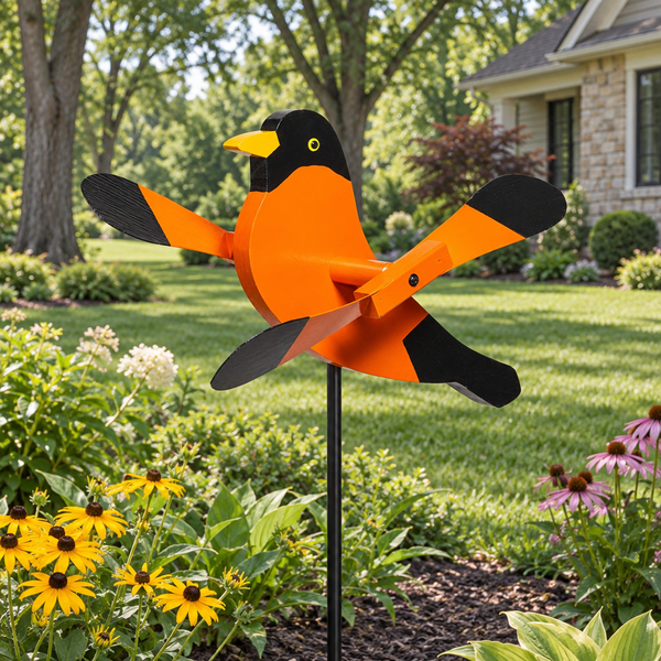 Amish Garden Wood Oriole Whirlybird Wind Spinner