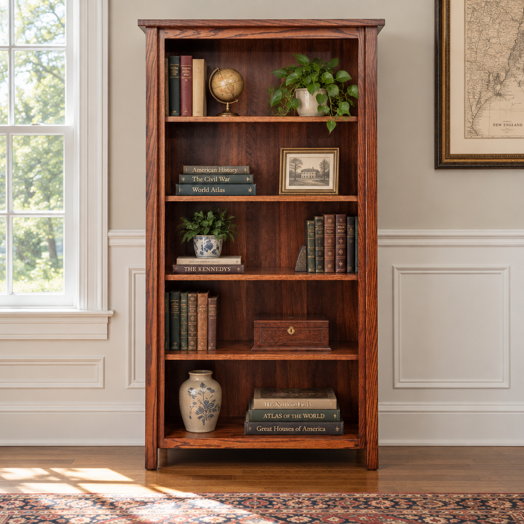 Amish Eshton 5ft Bookcase shown in the home office of a traditional colonial home