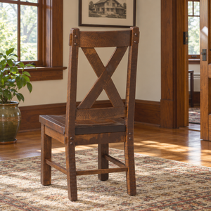 Amish Denver Rustic Dining Chair shown in the dining room of a craftsman bungalow home