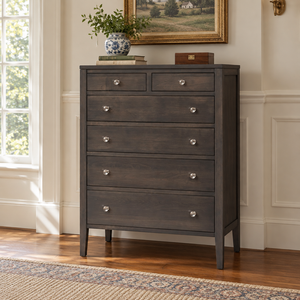 Amish Chelsea Modern Bedroom Chest of Drawer shown in the bedroom of a traditional colonial home
