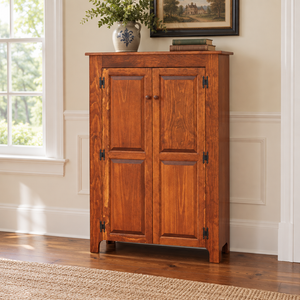 Amish 2 Door Jelly Cupboard shown in the living room of a traditional colonial home
