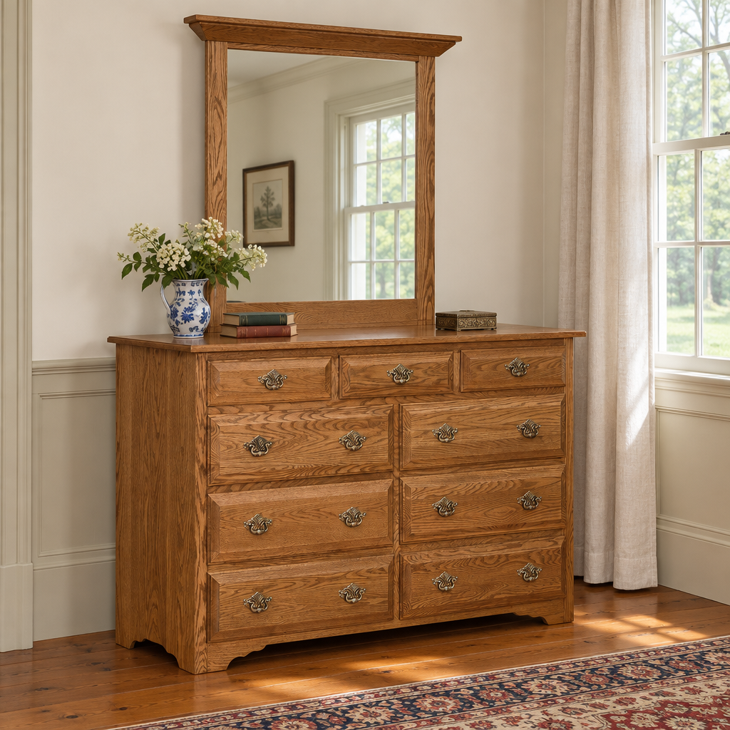 Eden Amish Country 63" Mule Chest shown in the bedroom of a traditional colonial home