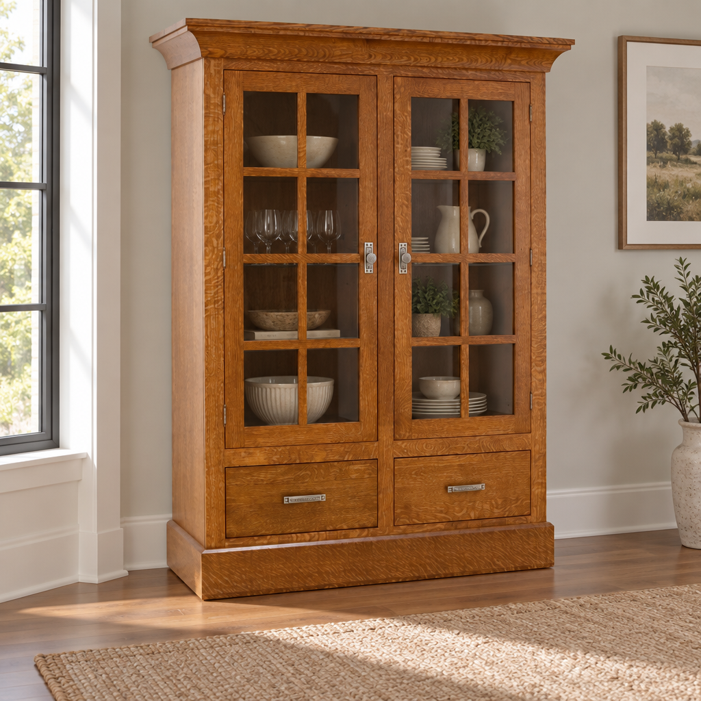 Amish Solid Wood Montrose Hutch shown in the dining room of a transitional home