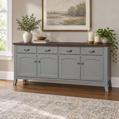 Amish Concord 4-Door Solid Wood Buffet shown in the dining room of a transitional home