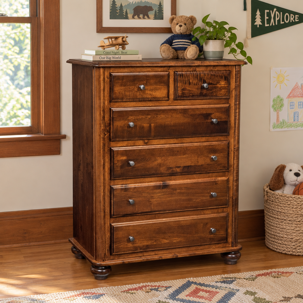 Amish Hampton Solid Wood Chest shown in the kids bedroom of a craftsman bungalow home