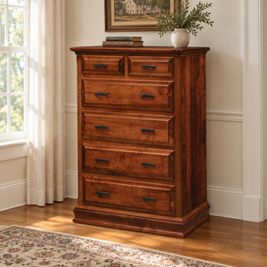 Amish Eden Royal Chest of Drawers shown in the bedroom of a traditional colonial home