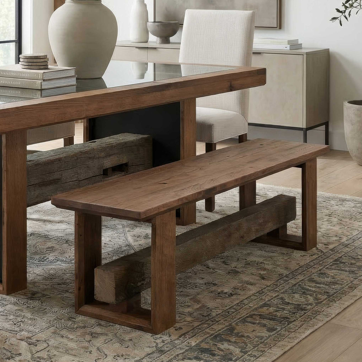 Amish Promontory Rustic Barnwood Dining Bench Bench