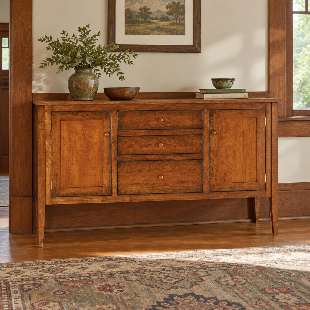 Amish Biltmore Dining Sideboard shown in the dining room of a craftsman bungalow home