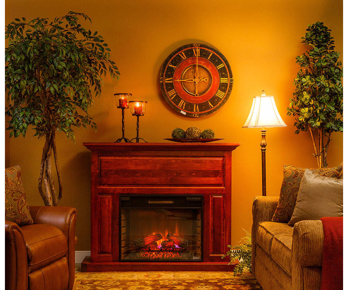 Amish 54" Fireplace Mantel with 28" Electric Insert