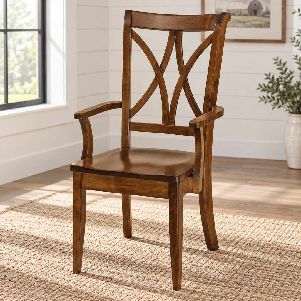 Amish Callahan Dining Arm Chair shown in the dining room of a modern farmhouse home