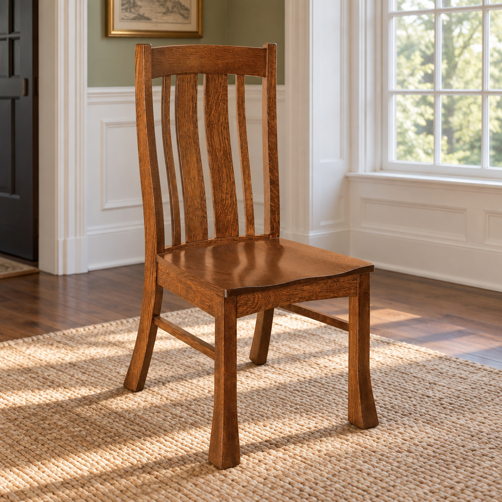 Amish Breckenridge Dining Chair shown in the dining room of a traditional colonial home